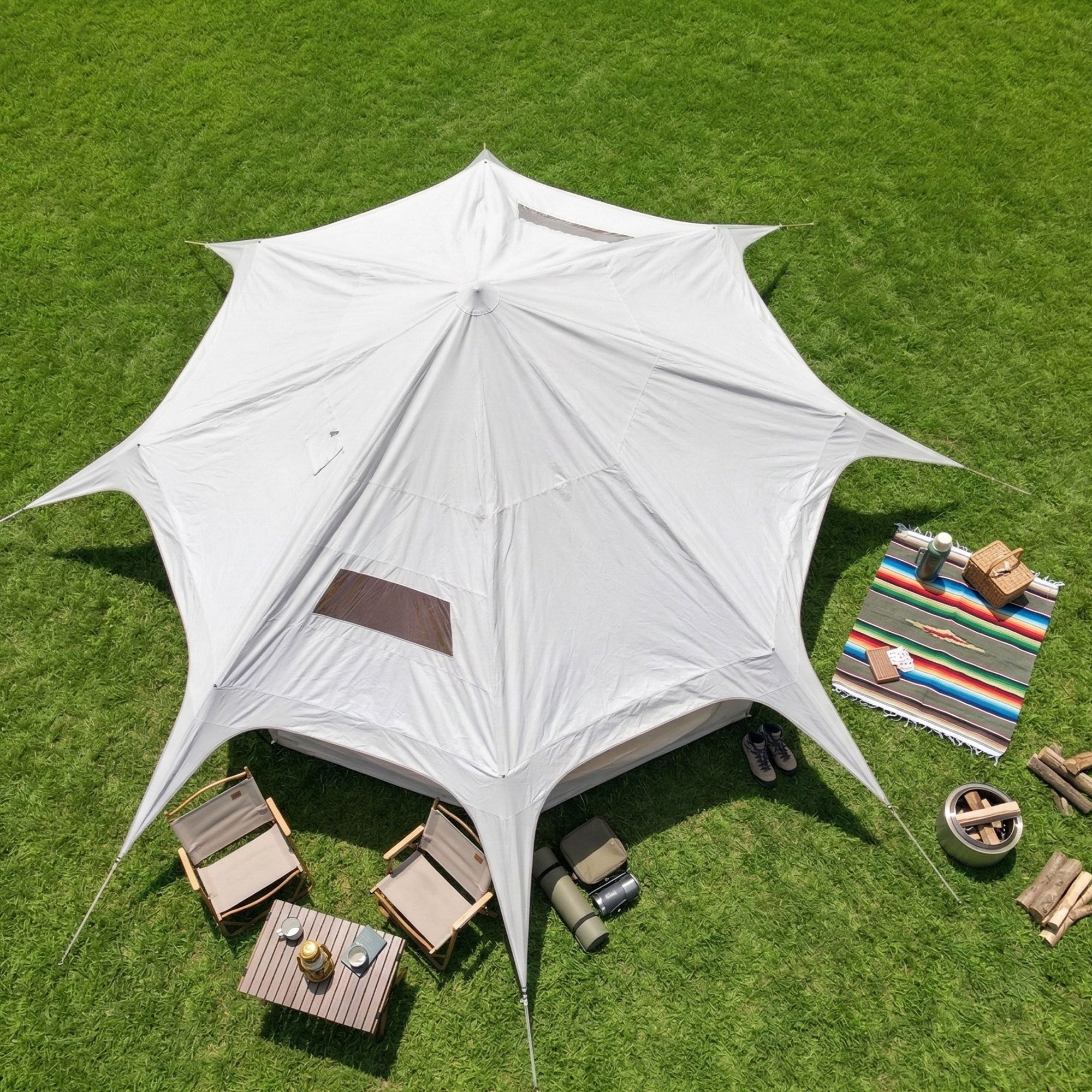 600D Oxford Bell Tent 14.8ft x 9.2ft with Stove Jack