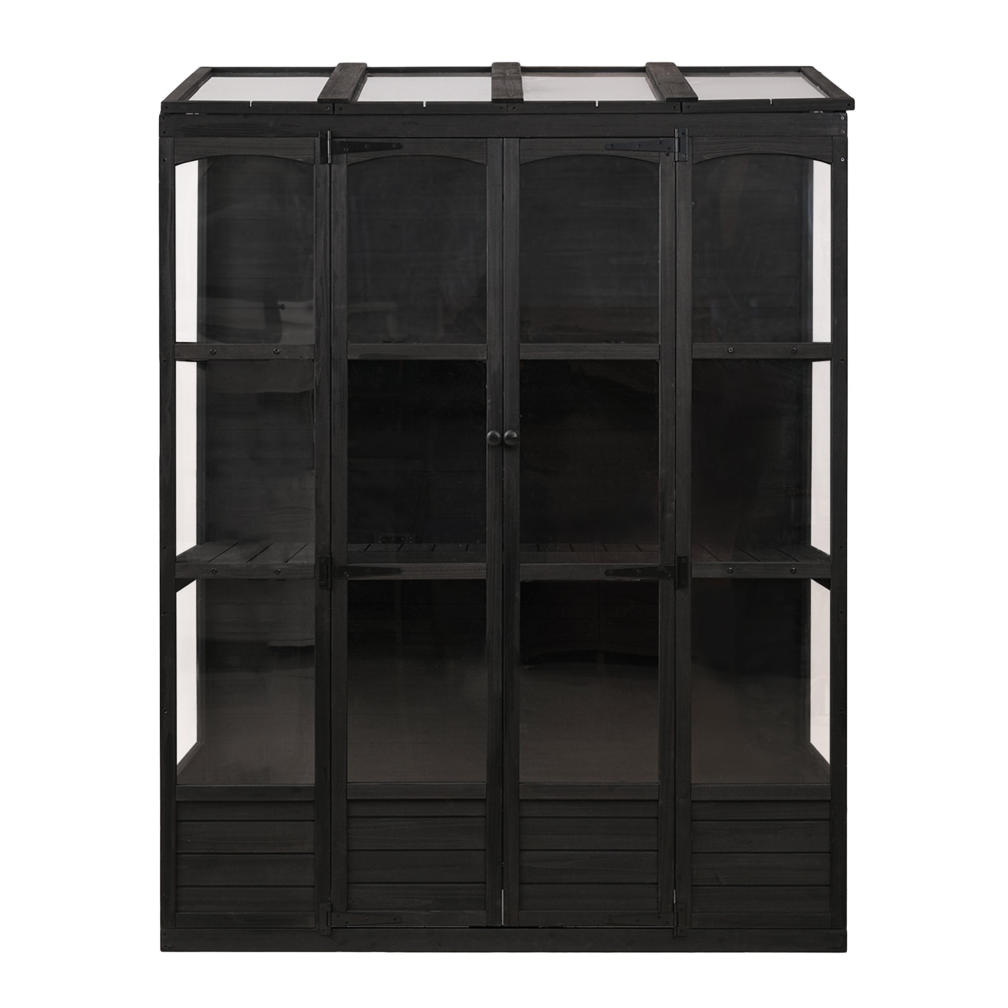 TOPMAX 78-inch Wooden Greenhouse Cold Frame with 4 Independent Skylights and 2 Folding Middle Shelves