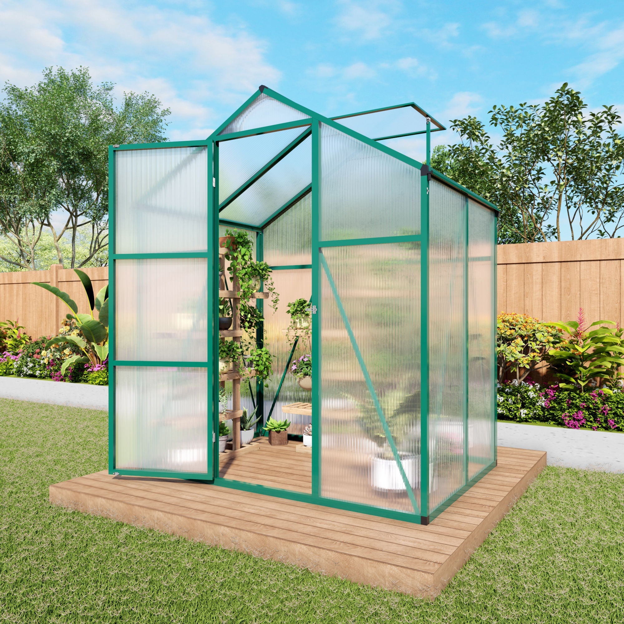 Polycarbonate Walk-In house, Raised Base For Outdoor In All Season