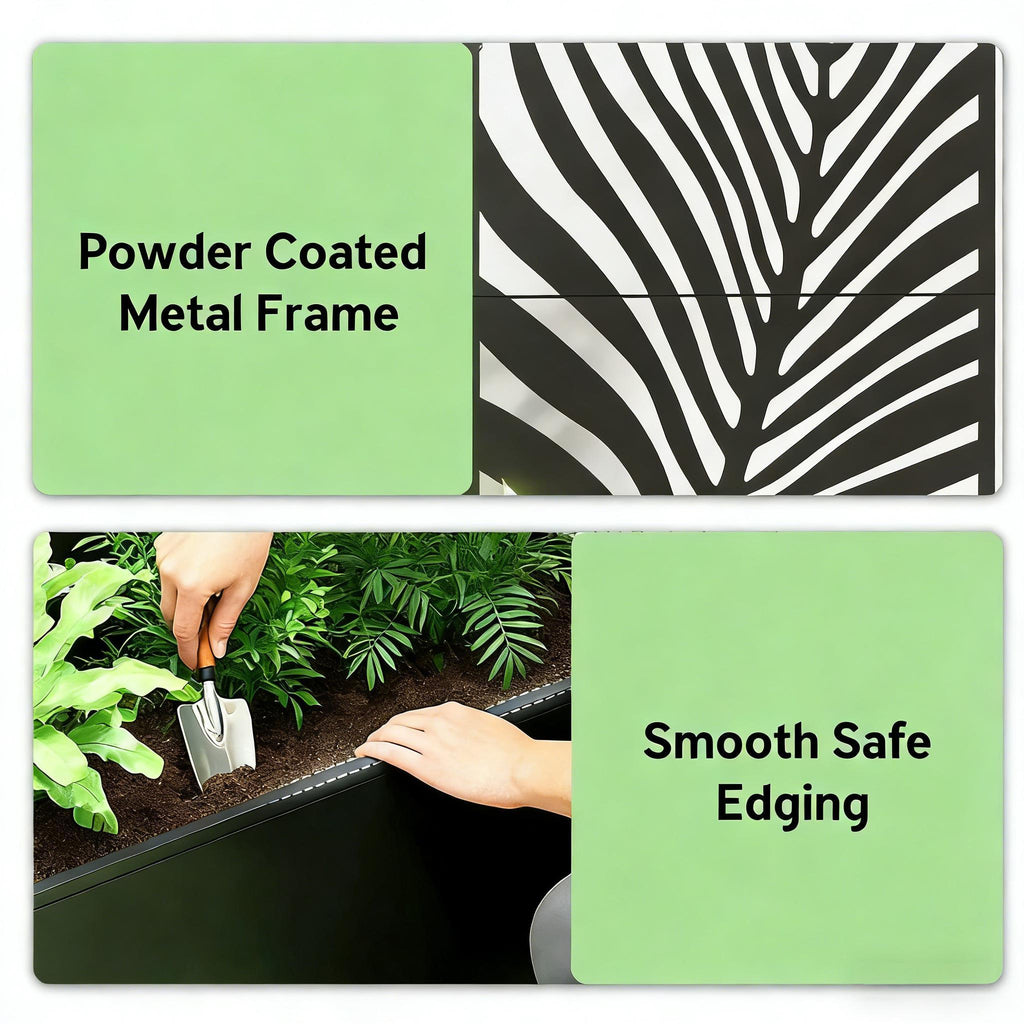 Outdoor Raised Garden Bed with Privacy Screen and Metal Planter Box