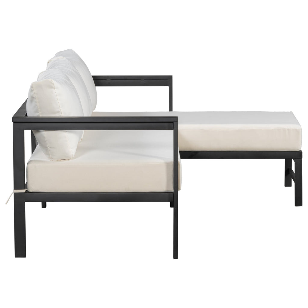 U_style Outdoor L-Shaped Sofa with Iron Frame and Ultra-Thick Cushions