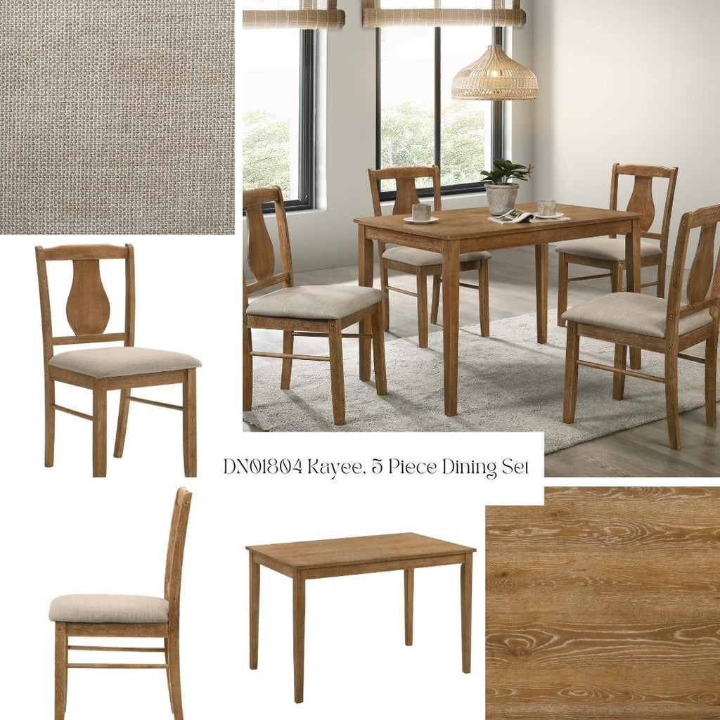 Kayee 5 Pieces Pack Dining Set - Weathered Oak