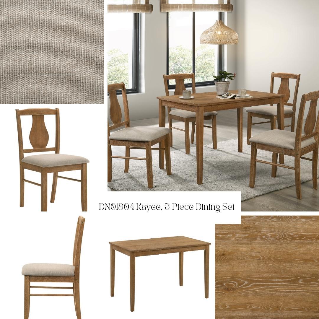 Kayee 5 Pieces Pack Dining Set - Weathered Oak