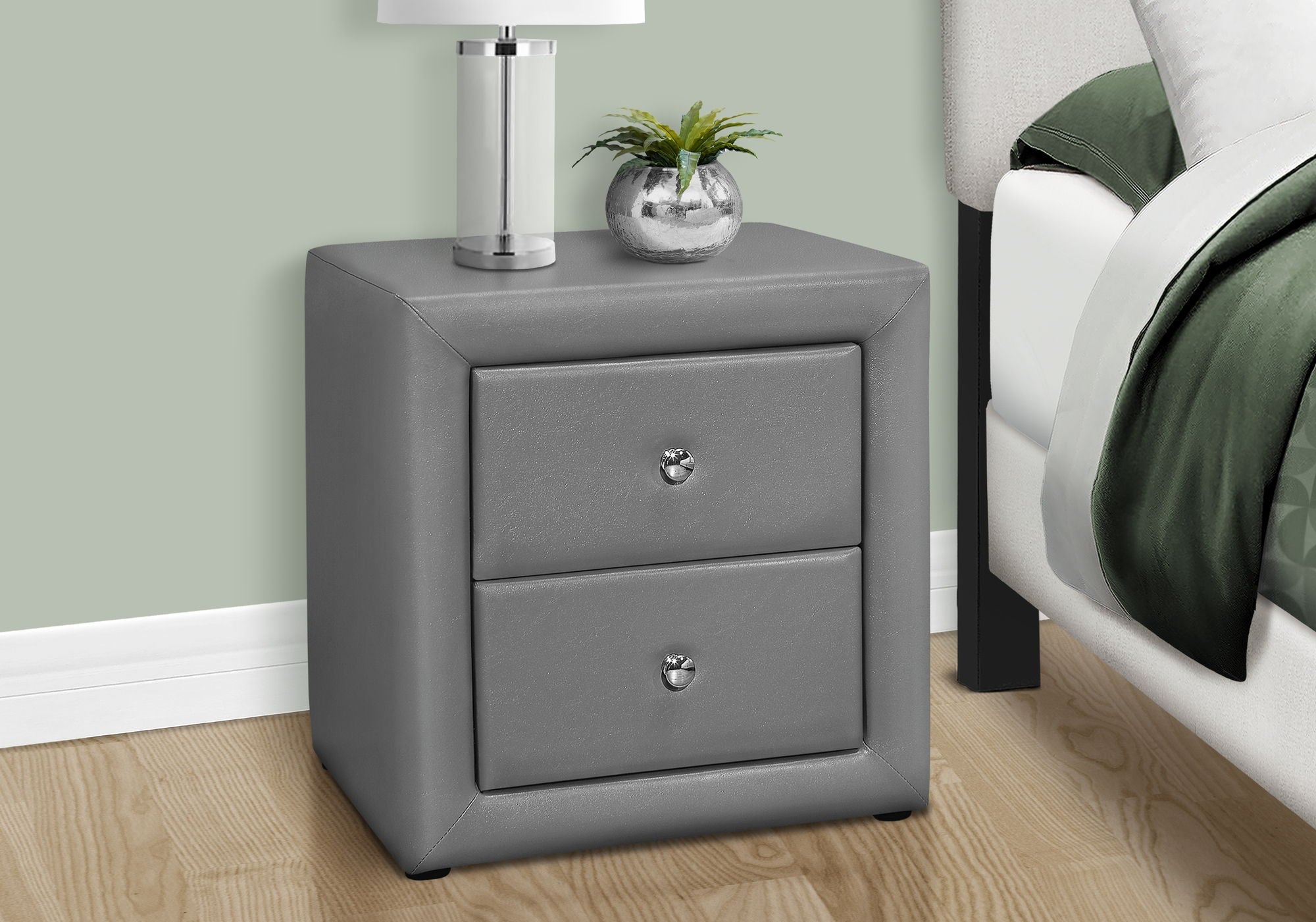 Nightstand With Storage Drawer, Upholstered, Transitional