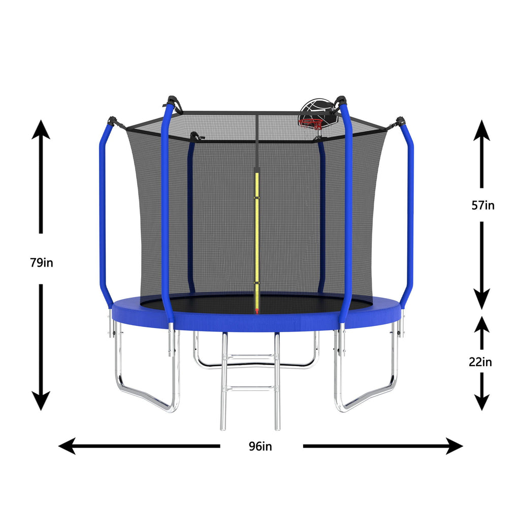 Trampoline With Basketball Hoop, Astm Approved Reinforced Type Outdoor Trampoline With Enclosure Net