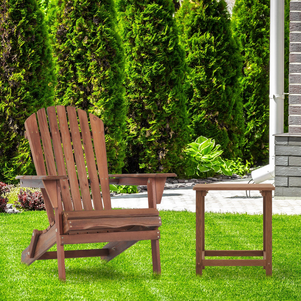 SoliWood Wooden Outdoor Folding Adirondack Chair Set of 2