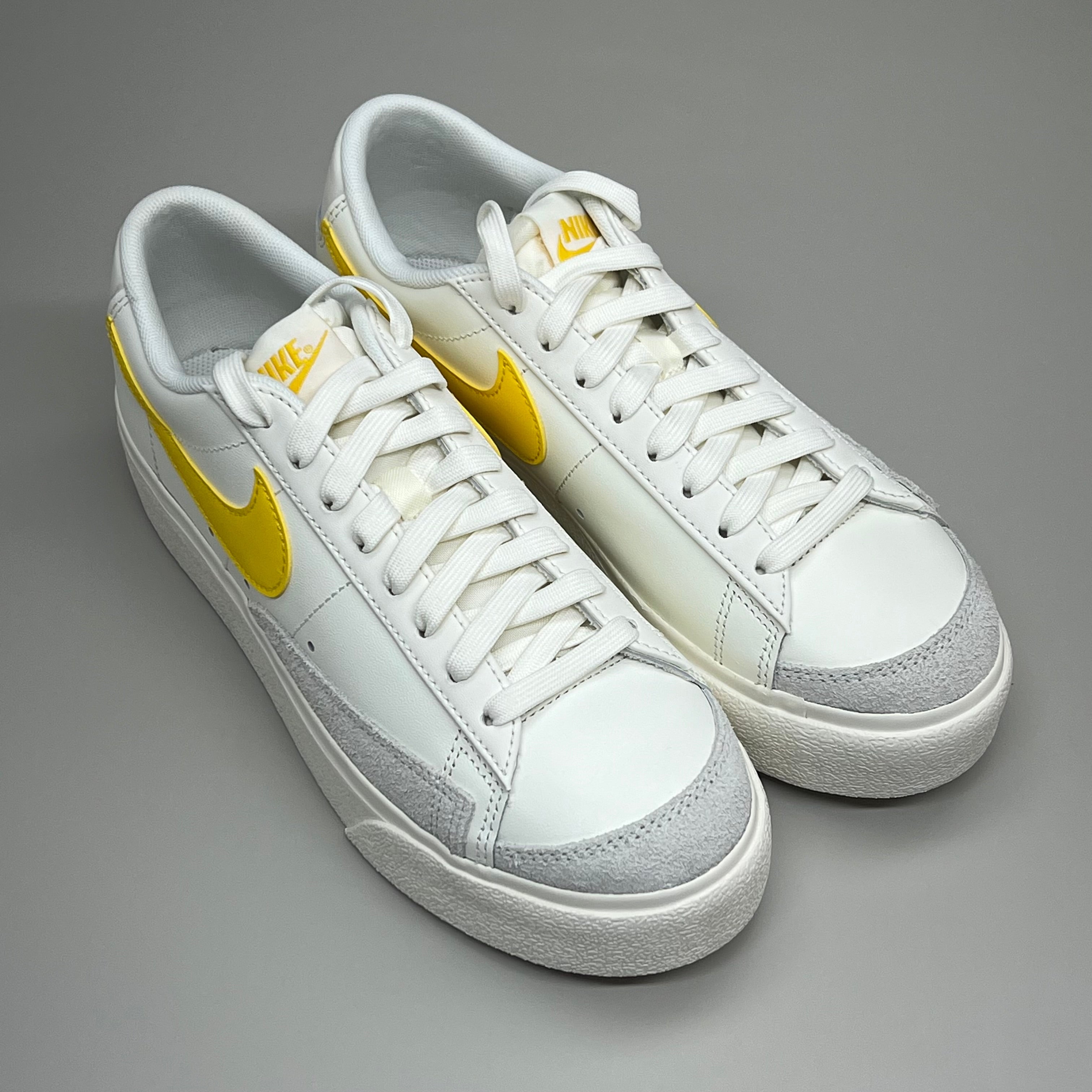 NIKE Shoes Blazer Low Cut Platform Sneaker Sz Women's 6.5 Men's 5 Yellow/Grey/White