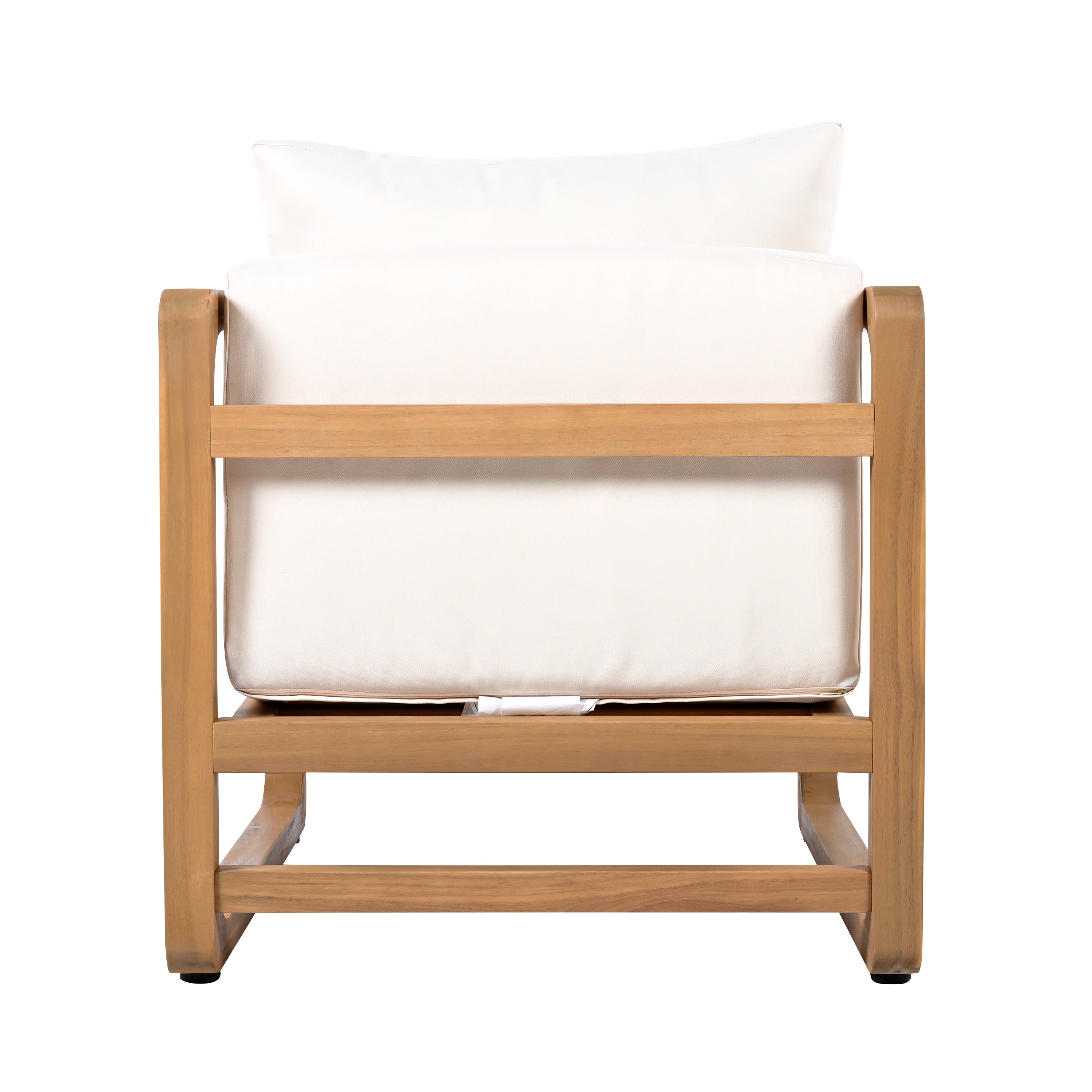 Acacia Wood Outdoor Set: 2 Club Chairs + Rustic Slat Side Table