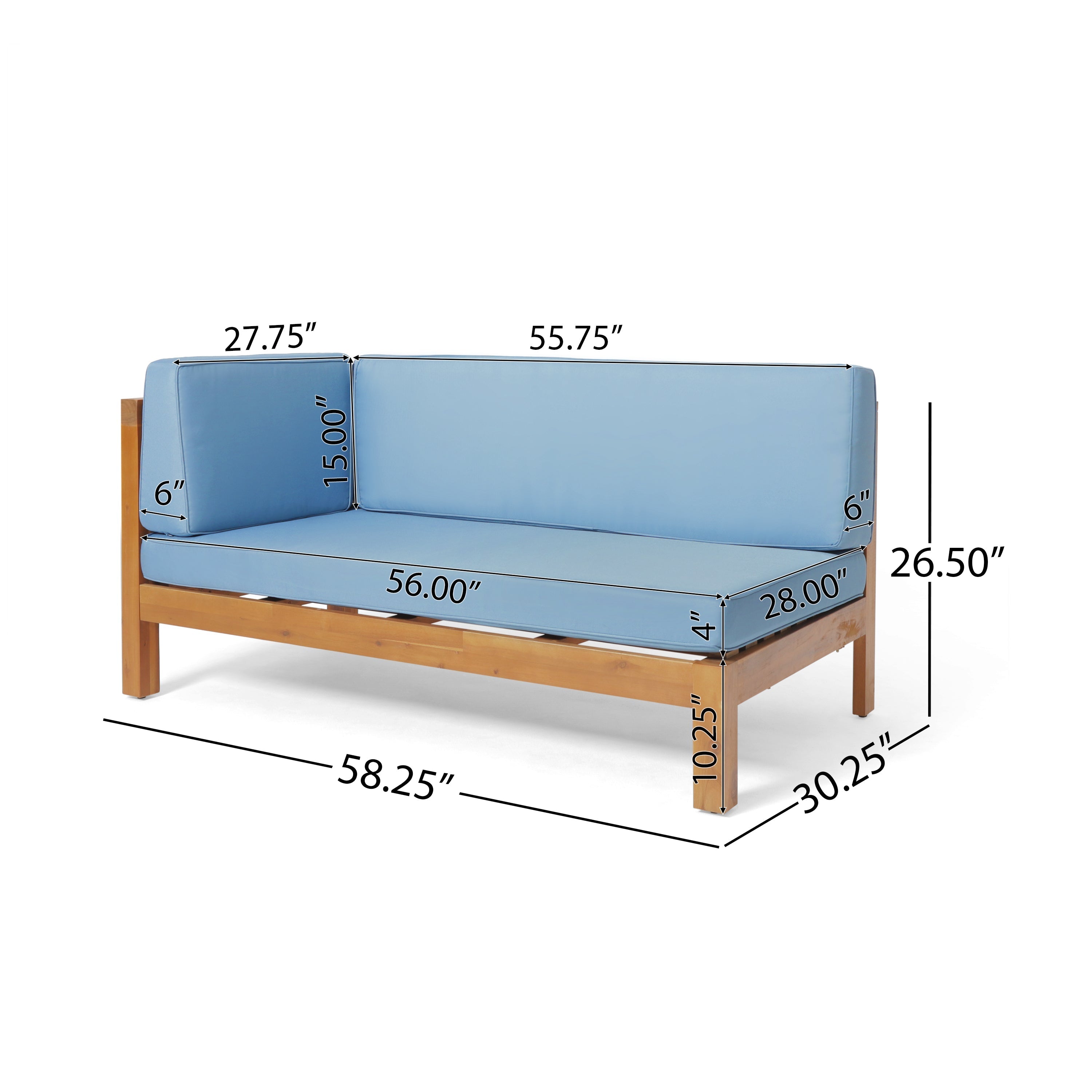 Brava X-Back 4-Piece Sofa Set, Blue