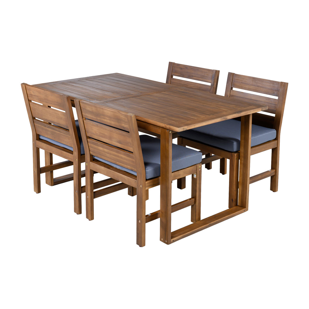 U_STYLE Farmhouse 5-Piece Outdoor Patio Dining Set with Adjustable Legs