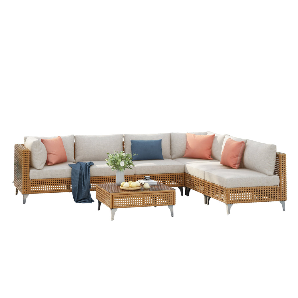 K&K 7-Piece Wicker Patio Furniture Set