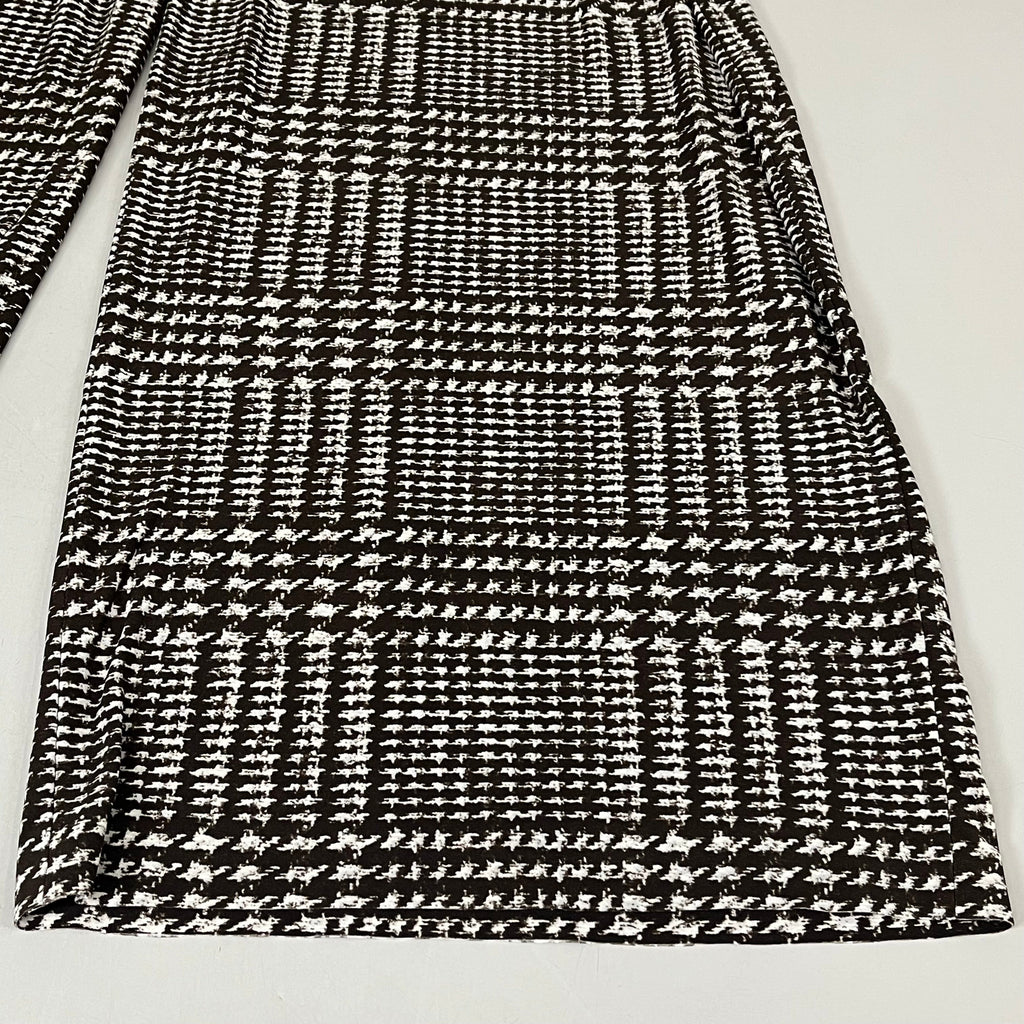 NORMA KAMALI High Waist Pleat Pant Women's Sz XL/38 Chocolate Glenn Plaid Tweed