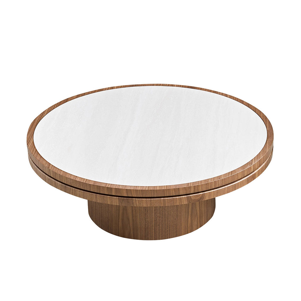 35.43 Inch Coffee Table with Sintered Stone Tabletop in Walnut