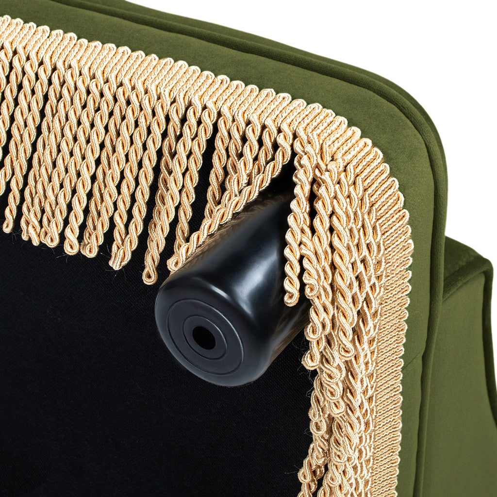 Duchess 33' Medium Princess Pet Bed Sofa with Fringe Skirt, Olive Green Velvet