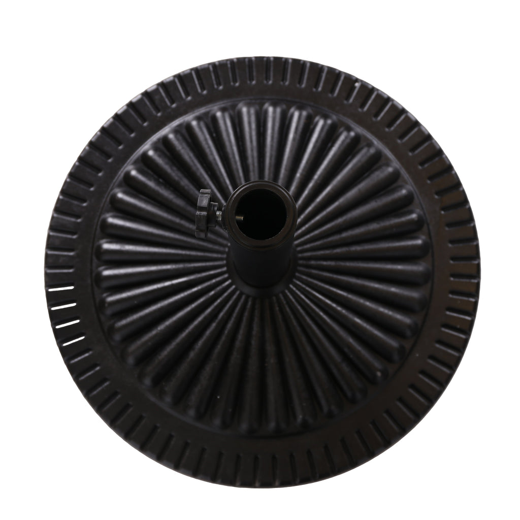 Black Rock Resin Outdoor Umbrella Base with Steel Support in Black Finish