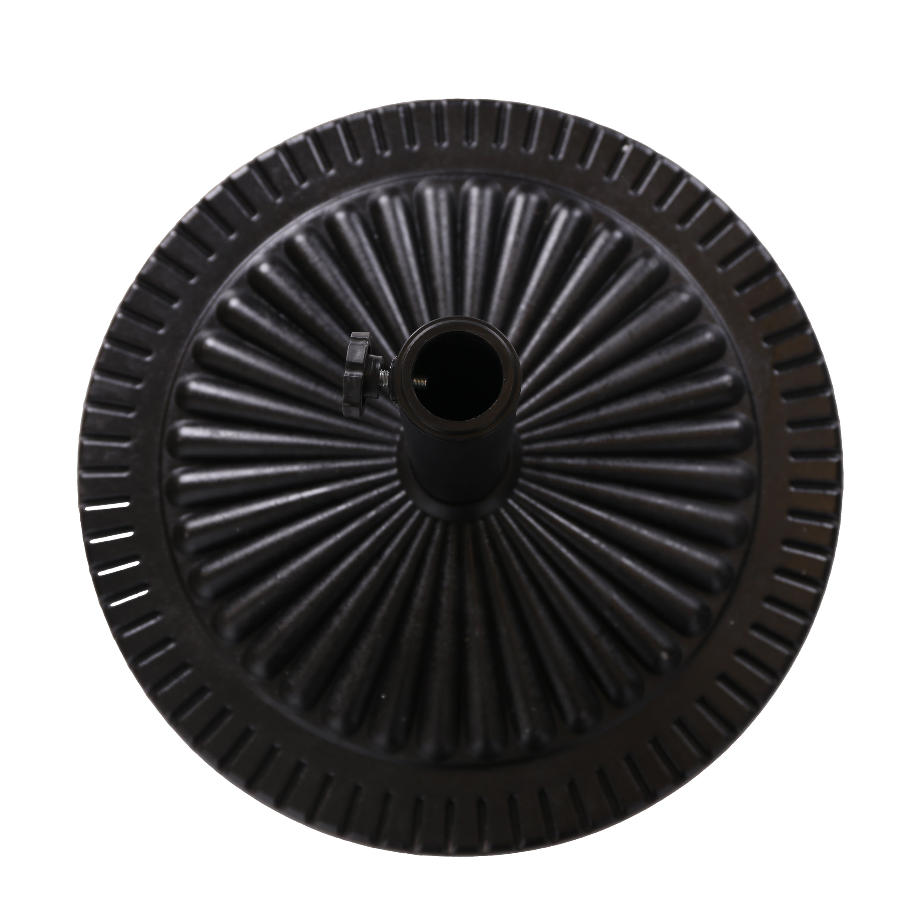 Black Rock Resin Outdoor Umbrella Base with Steel Support in Black Finish