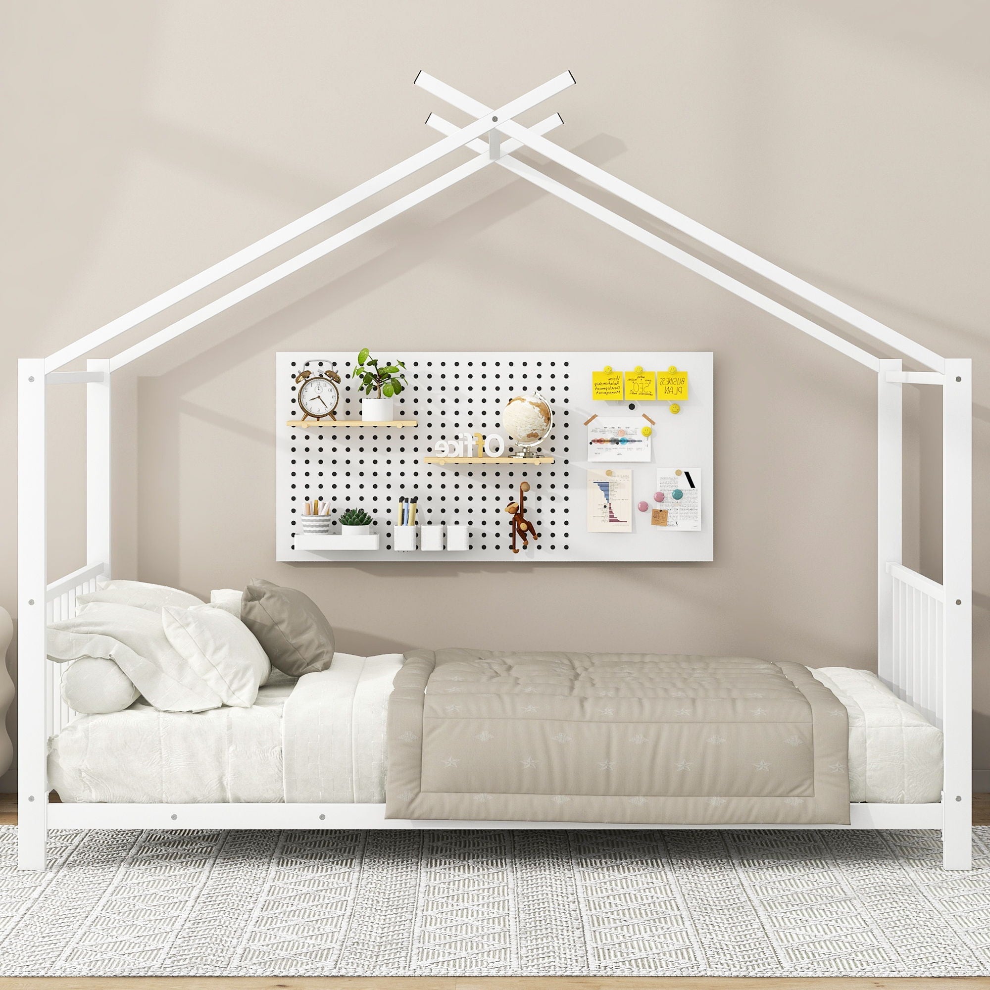 Metal House Platform Bed With Modern Design And Durable Frame