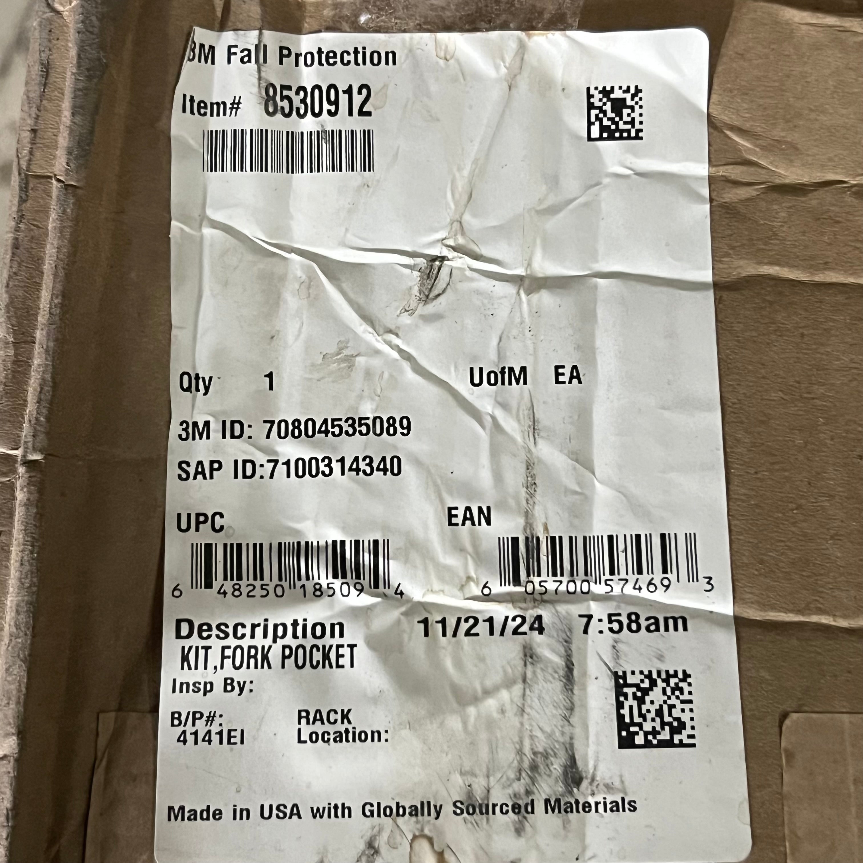 DBI-SALA 3M FlexiGuard M100 Mast Forklift Transport Kit, Black 8530912