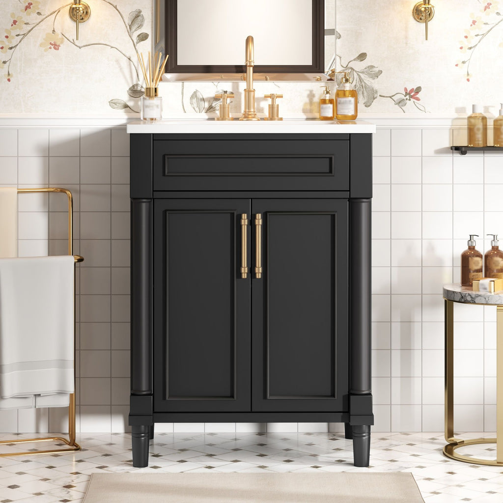 Bathroom Vanity With Integrated Sink and 2 Door Cabinet