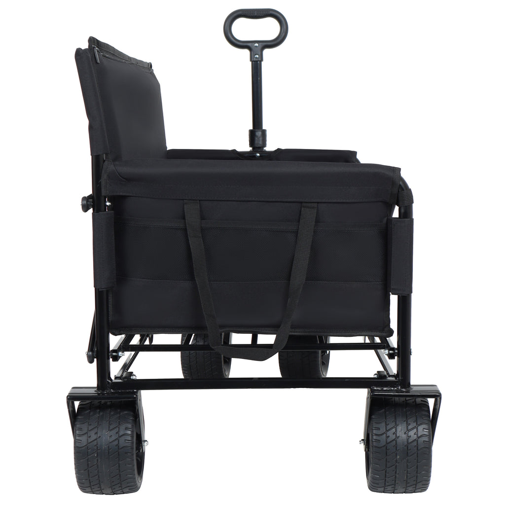 3-in-1 Convertible Folding Wagon Cart with Bench Seat & Storage