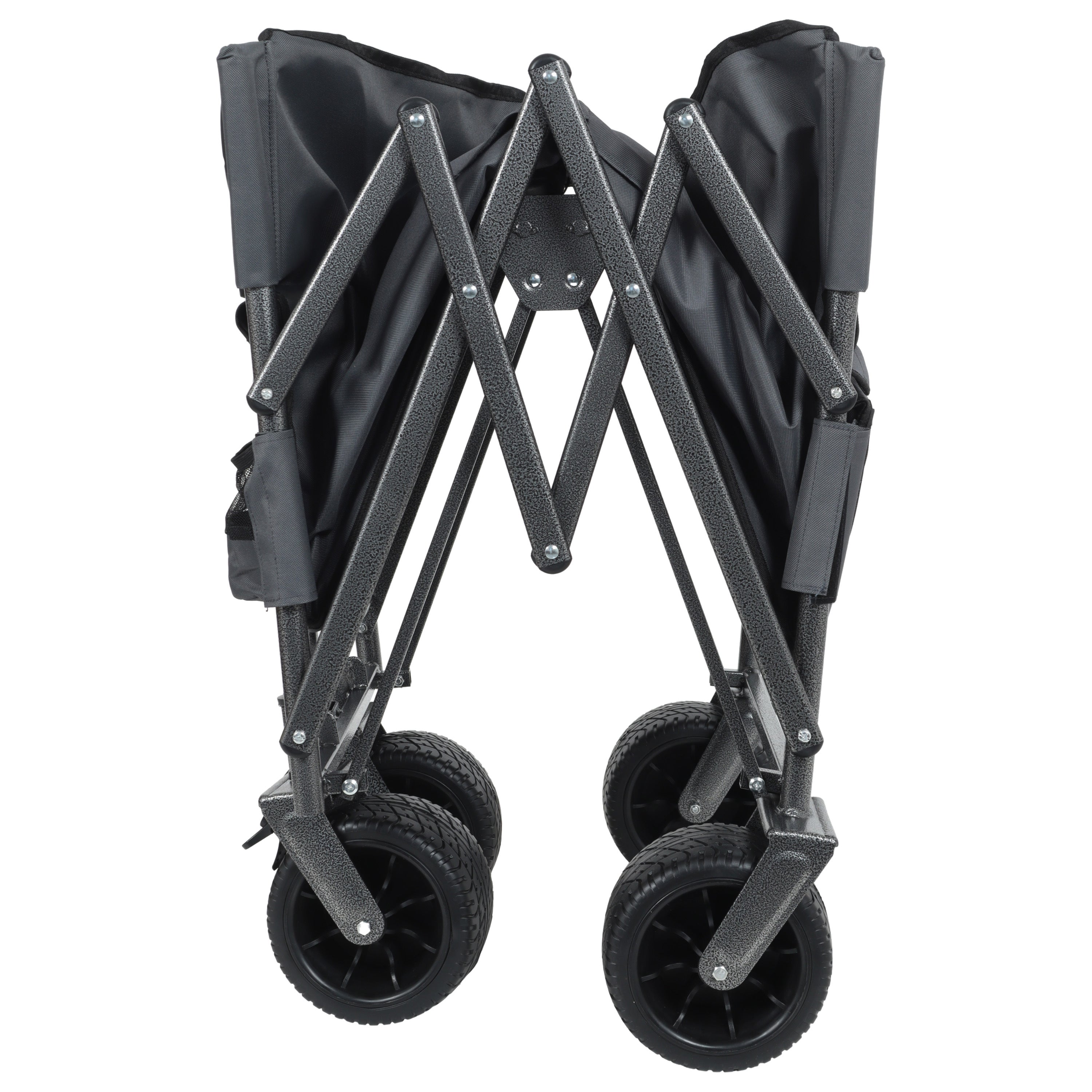 3-in-1 Convertible Folding Wagon Cart with Bench Seat & Storage