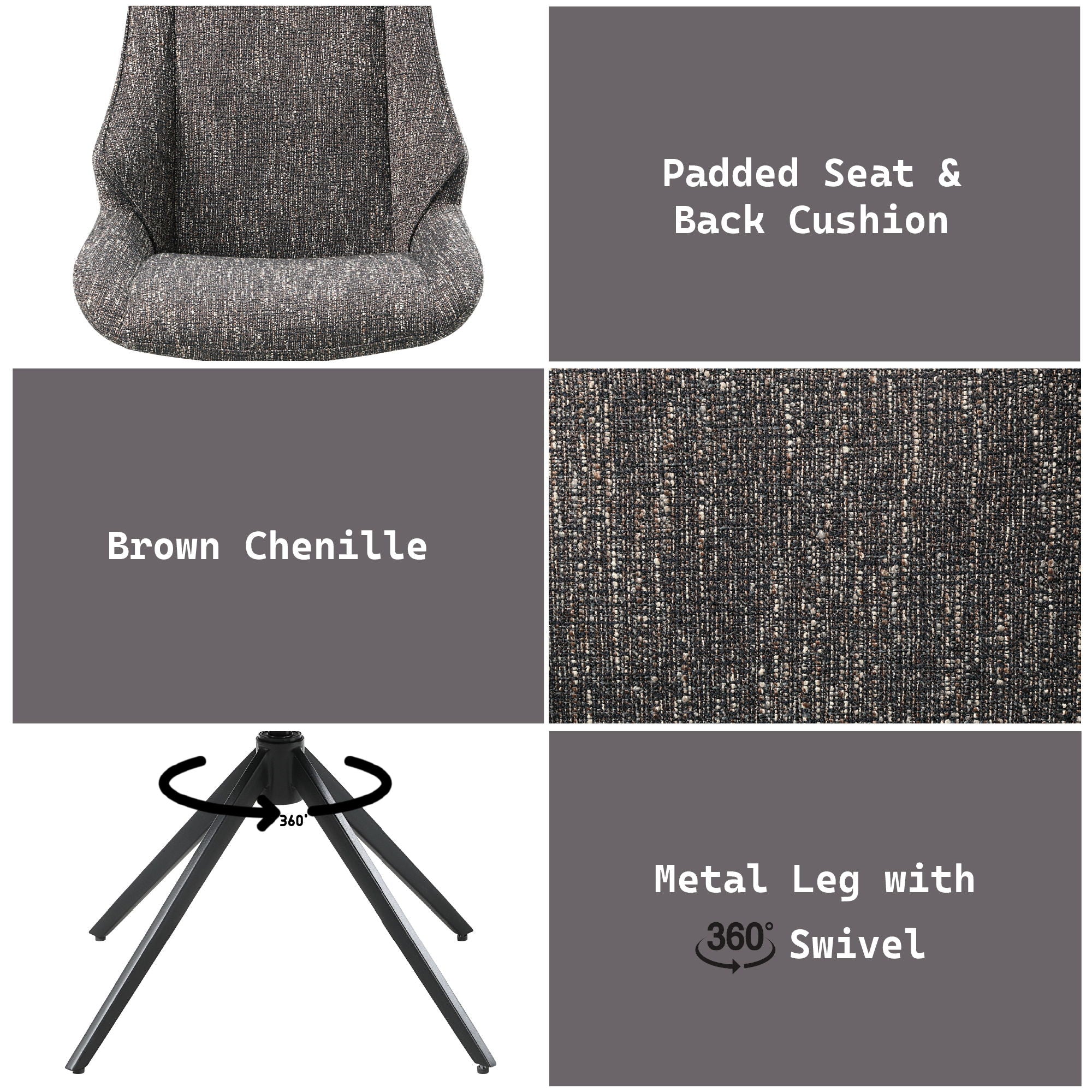 Malika - Side Chair With Swivel (Set of 2) - Brown Gray