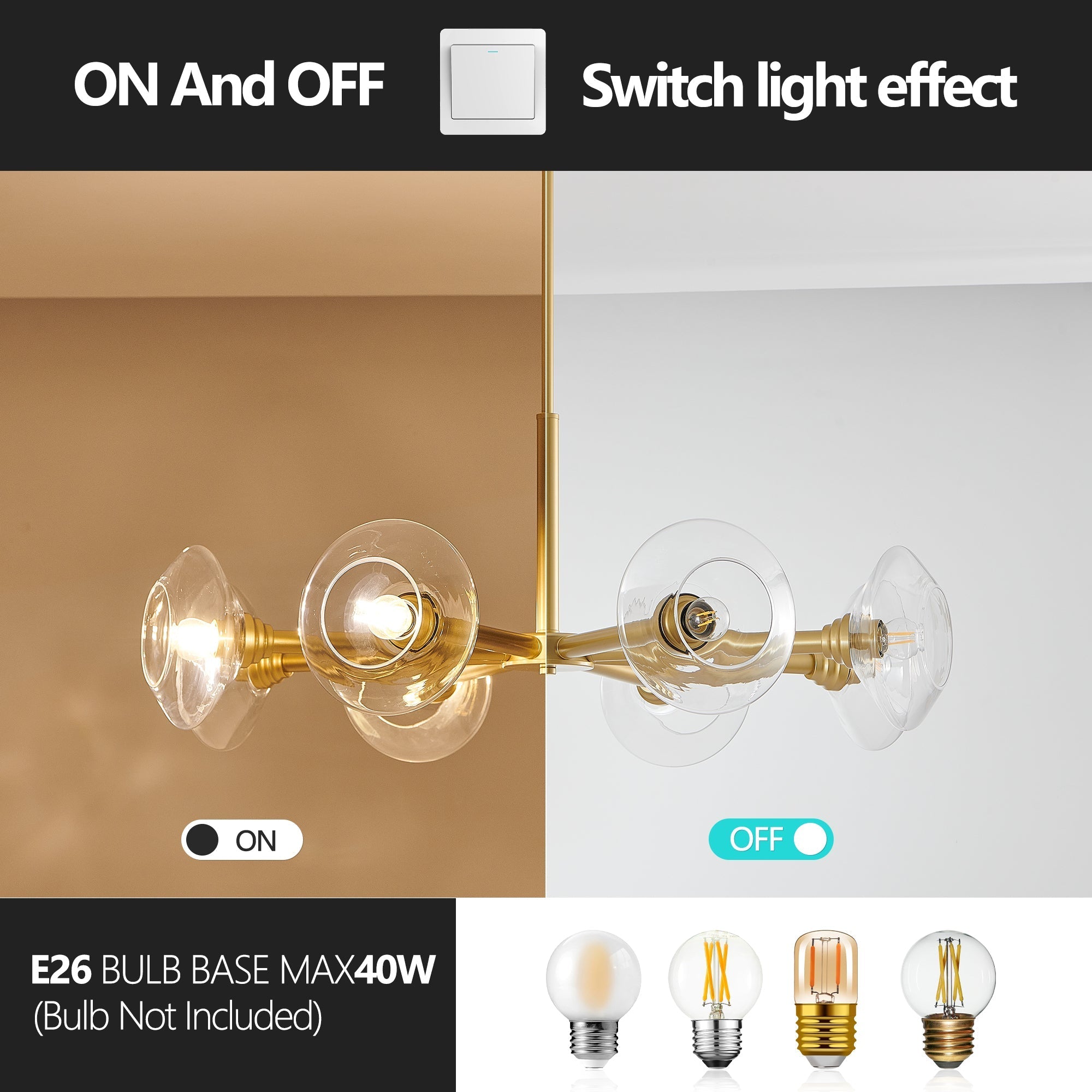 36" Modern Gold 8-Light Sputnik Chandelier with Clear Glass Shades