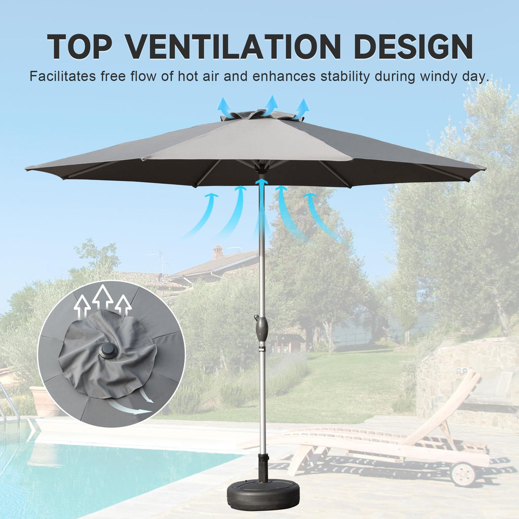 9FT Patio Umbrella, Outdoor Table Umbrella with Push Button Tilt and Crank, UV Protection Waterproof Market Sun Umbrella
