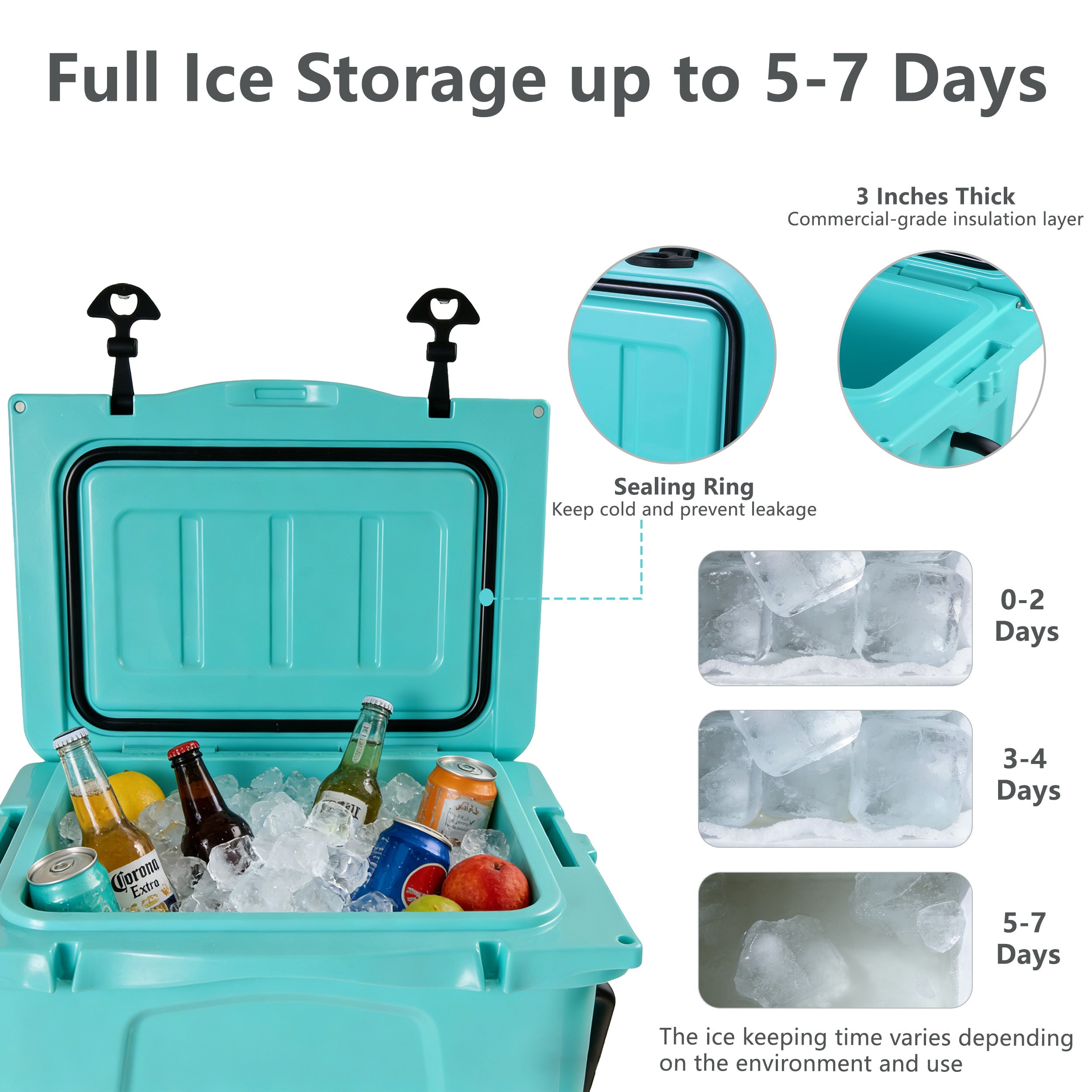 25QT Portable Cooler, Insulated Hard Cooler with Bottle Opener and Cup Holder