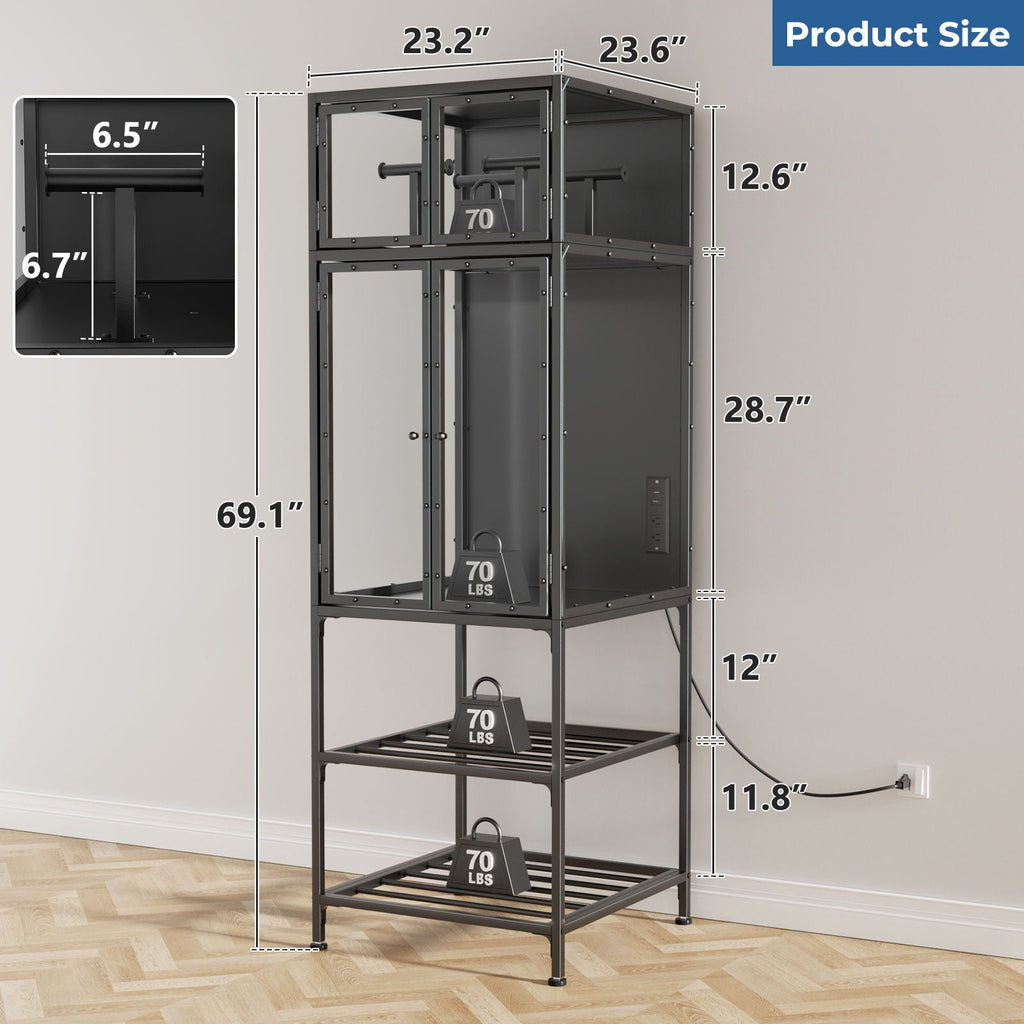 3D Printer Cabinet With Double Layer Filament Storage, T-Shaped Filament Bar, Noise Reducing And Dust Proof Design - Black