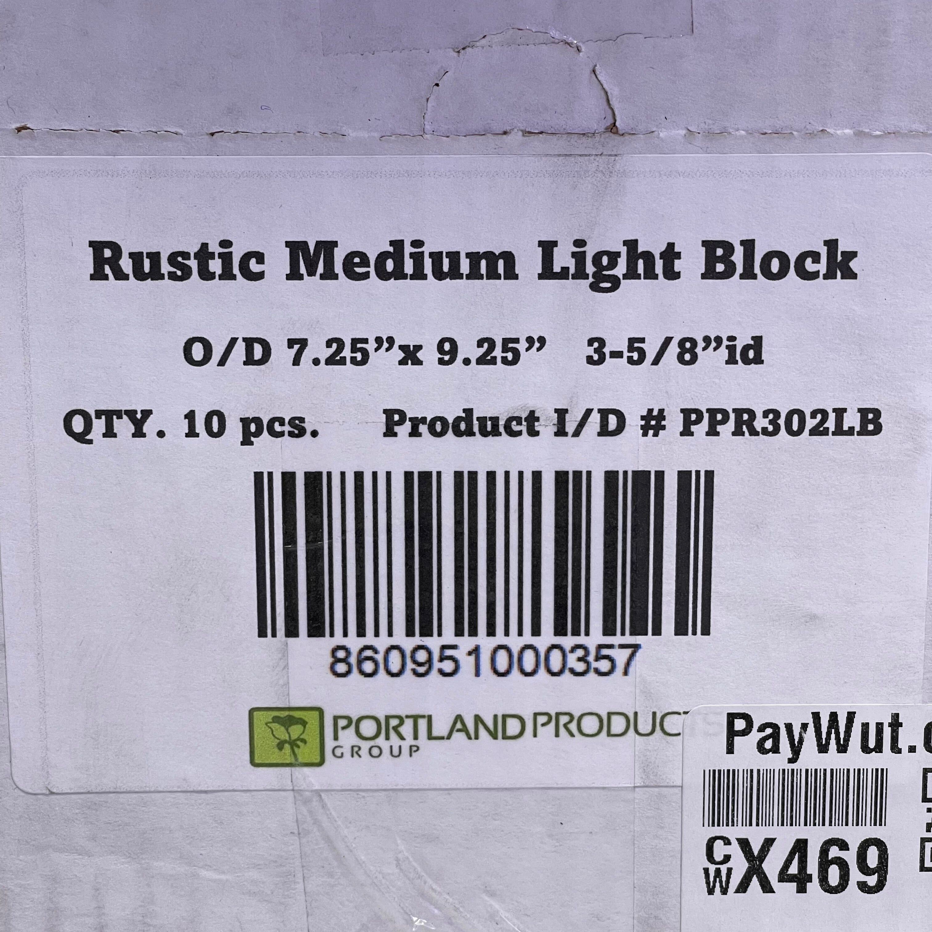 PORTLANDPRODUCTS (10 PACK) Rustic Medium Light Block O/D 7.25" x 9.25" x I/D 3-5/8" Grey PPR302LB