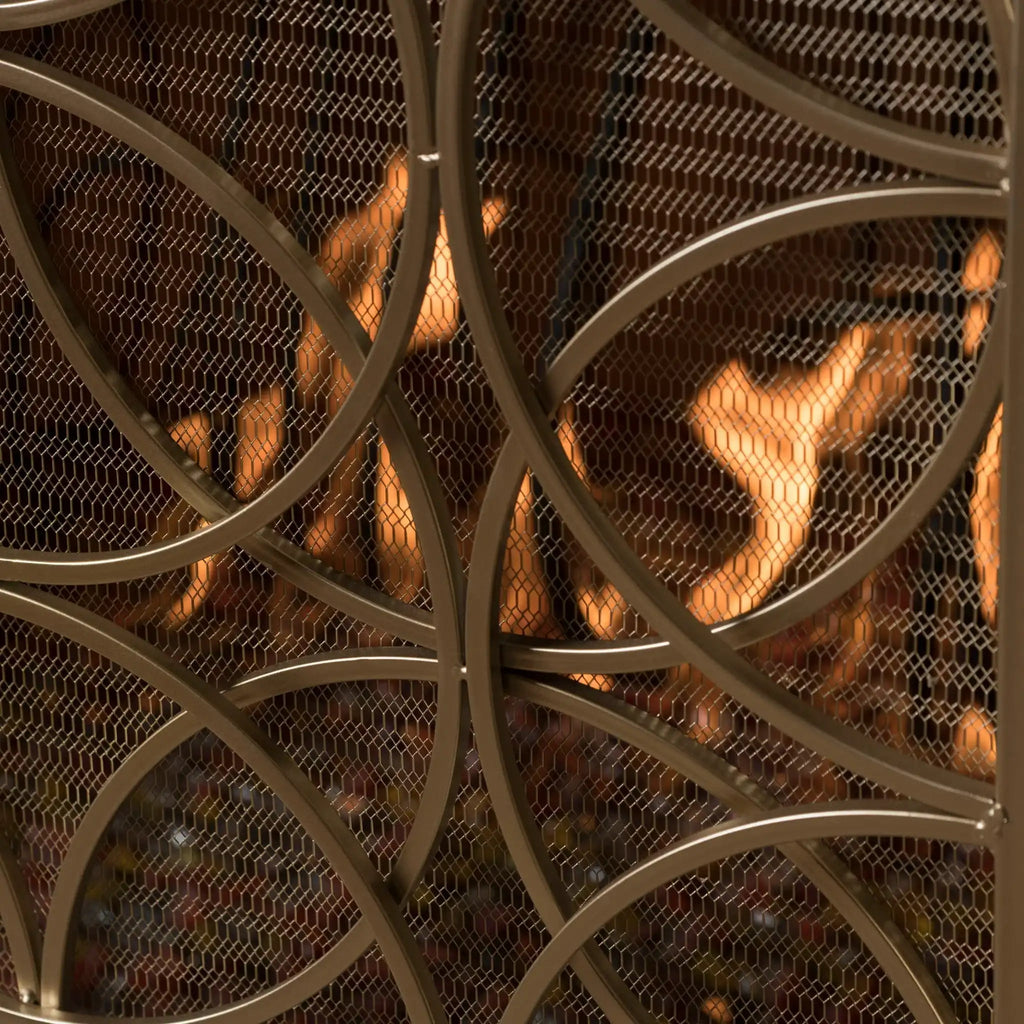 Thayer Single Panel Iron Fireplace Screen with Geometric Design