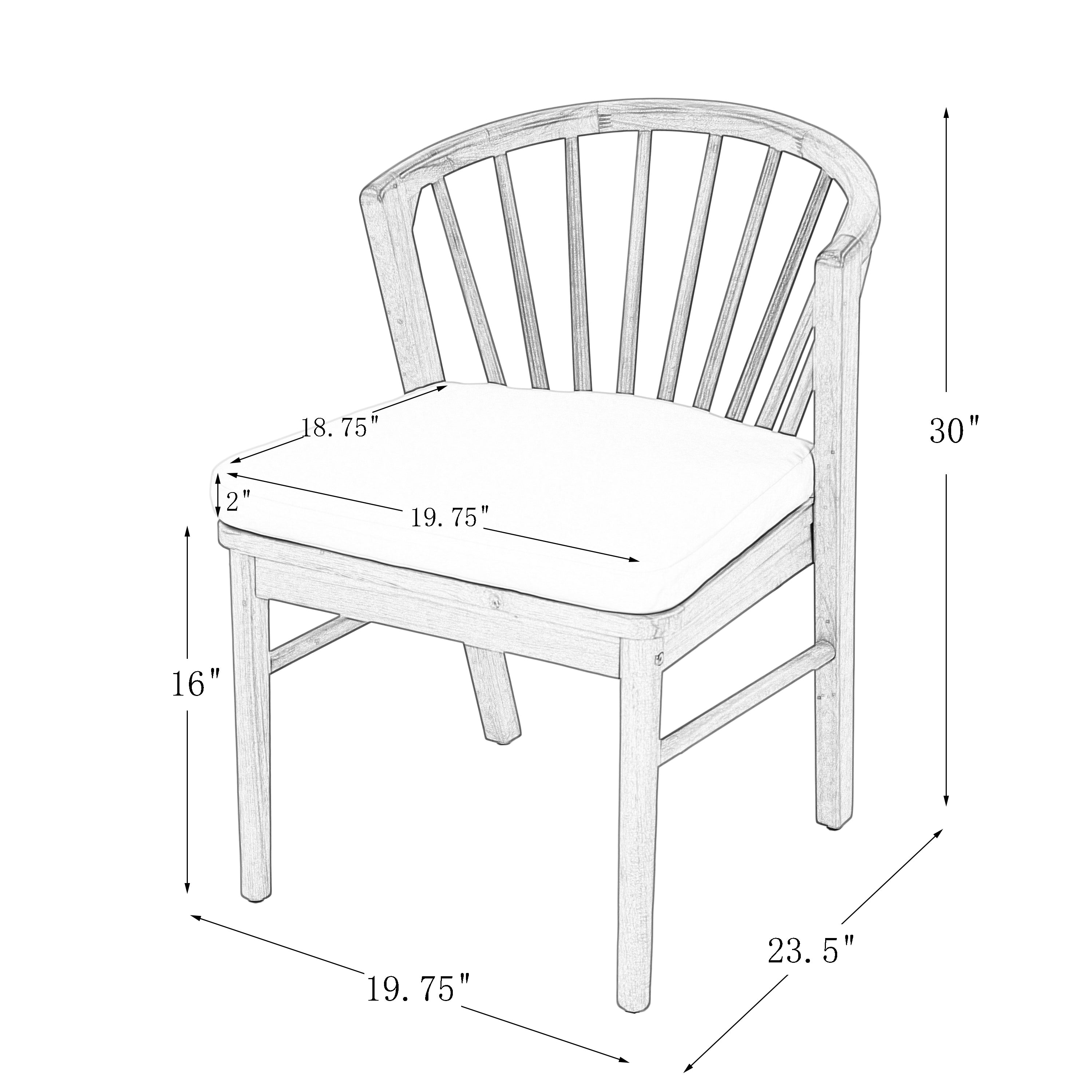 7 Pieces Acacia Wood Outdoor Dining Set with Cream Cushions