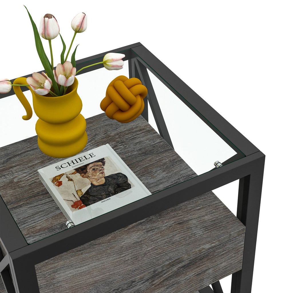 Set of 2 Modern End Tables with Drawer - Nightstands