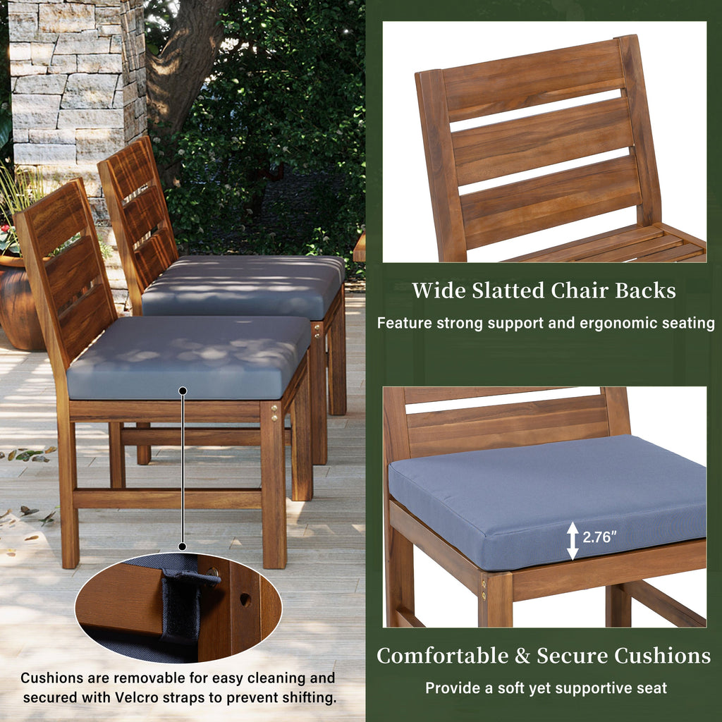 U_STYLE Farmhouse 5-Piece Outdoor Patio Dining Set with Adjustable Legs