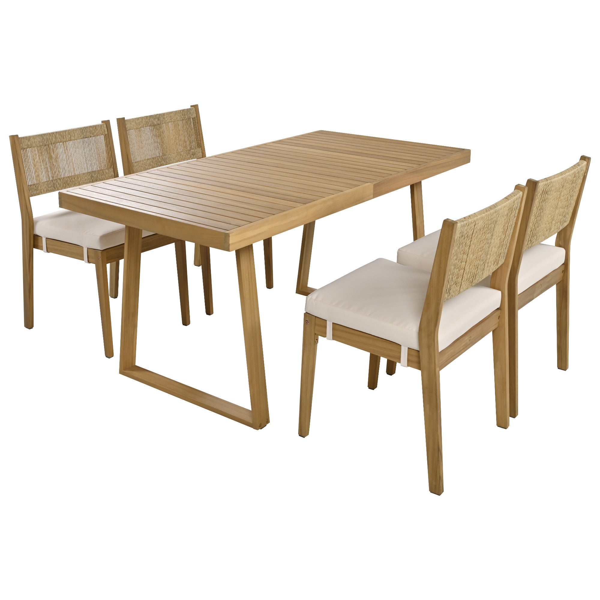 U_Style Multi-Person Outdoor Acacia Wood Dining Table and Chair Set