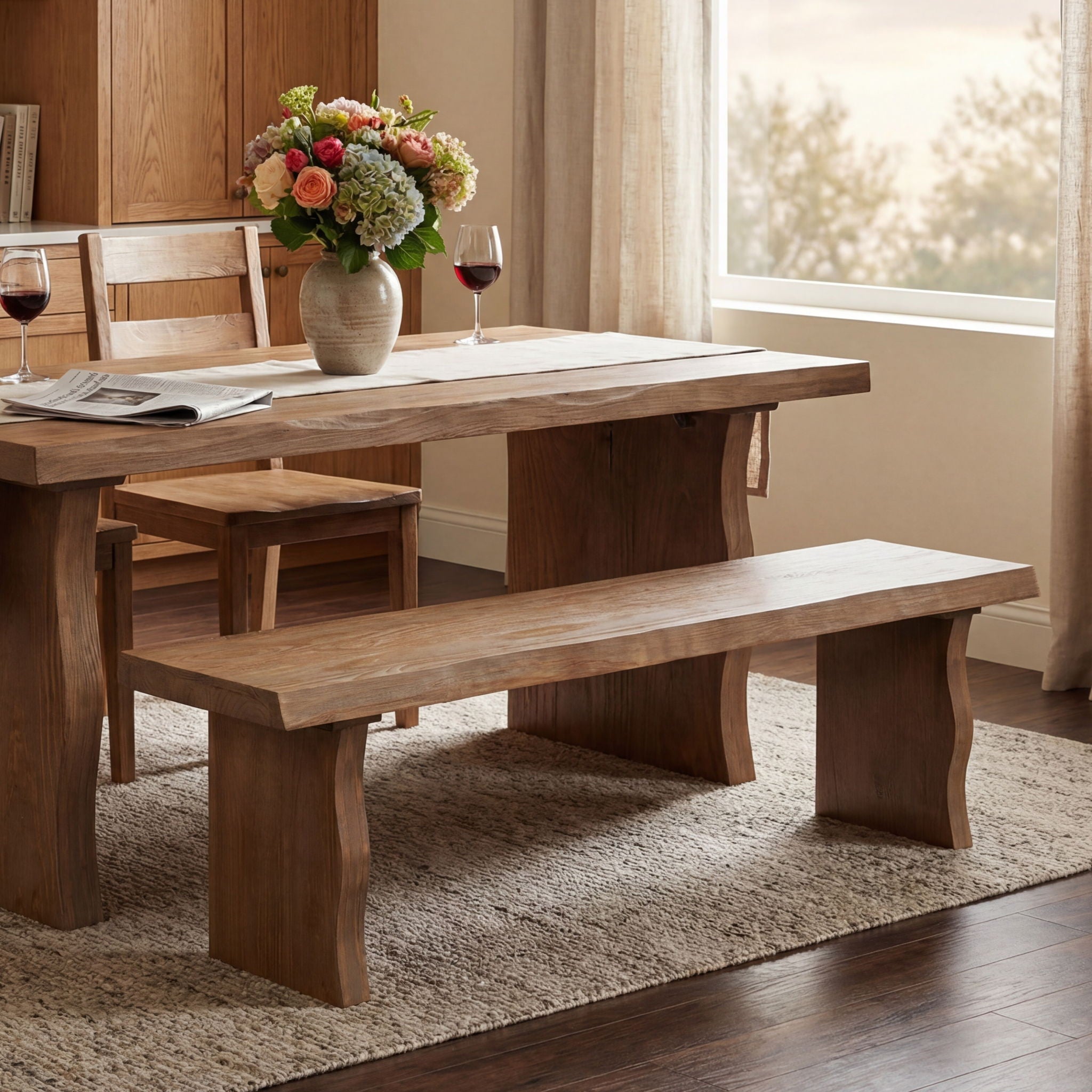 Indoor Dining Bench Fits 3 People - Pine