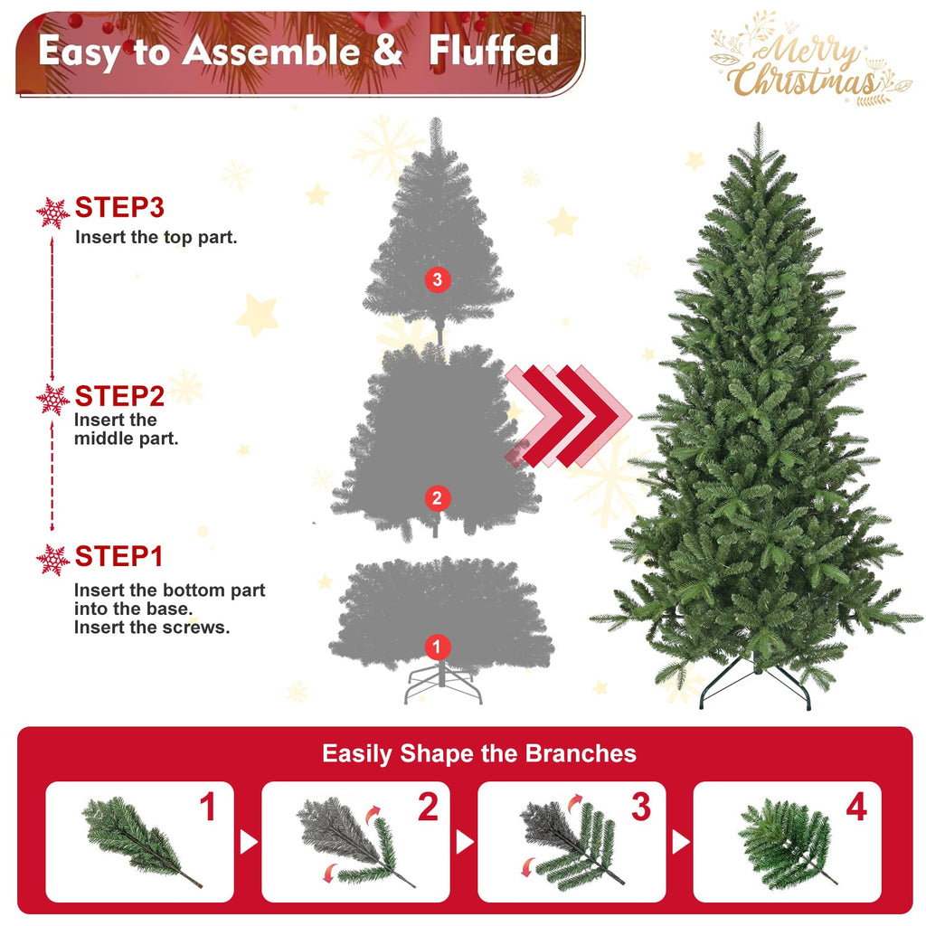 6ft Artificial Christmas Tree with 1168 Branch Tips