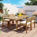 U_Style Multi-Person Outdoor Acacia Wood Dining Table and Chair Set