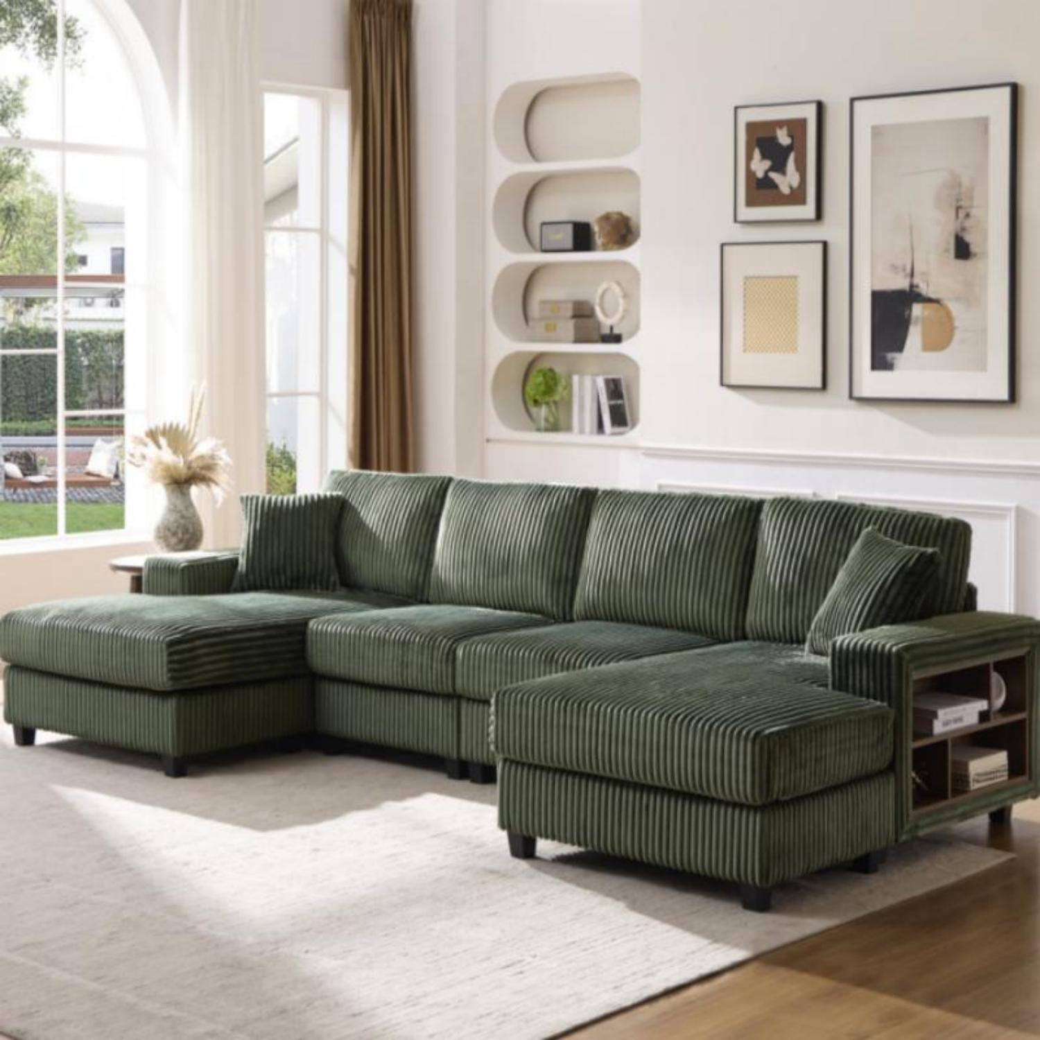 U-Shaped Convertible Sofa, 4 Seater Large Living Room Lounge