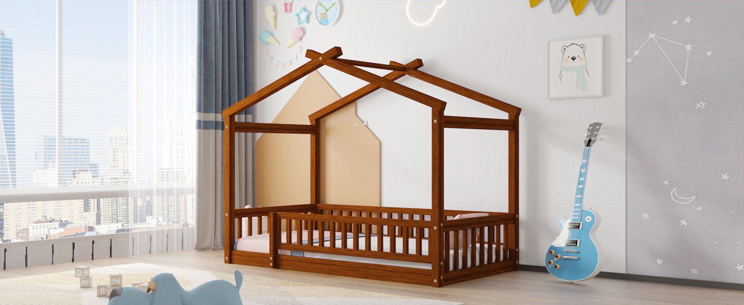 Bed House Bed Frame With Fence