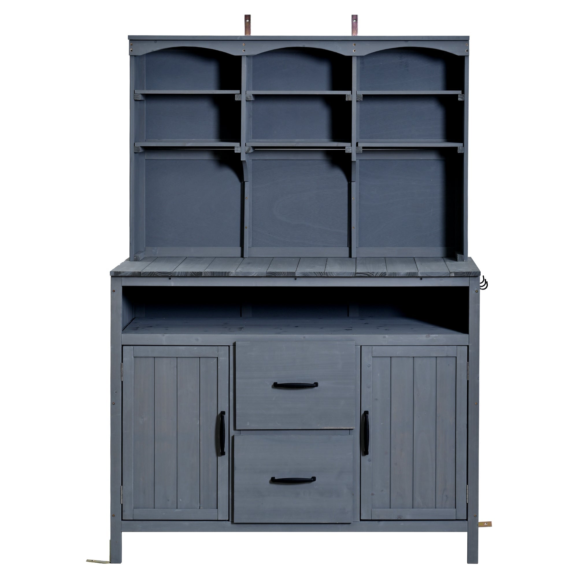 TOPMAX Large Fir Wood Potting Bench with Hutch and Storage
