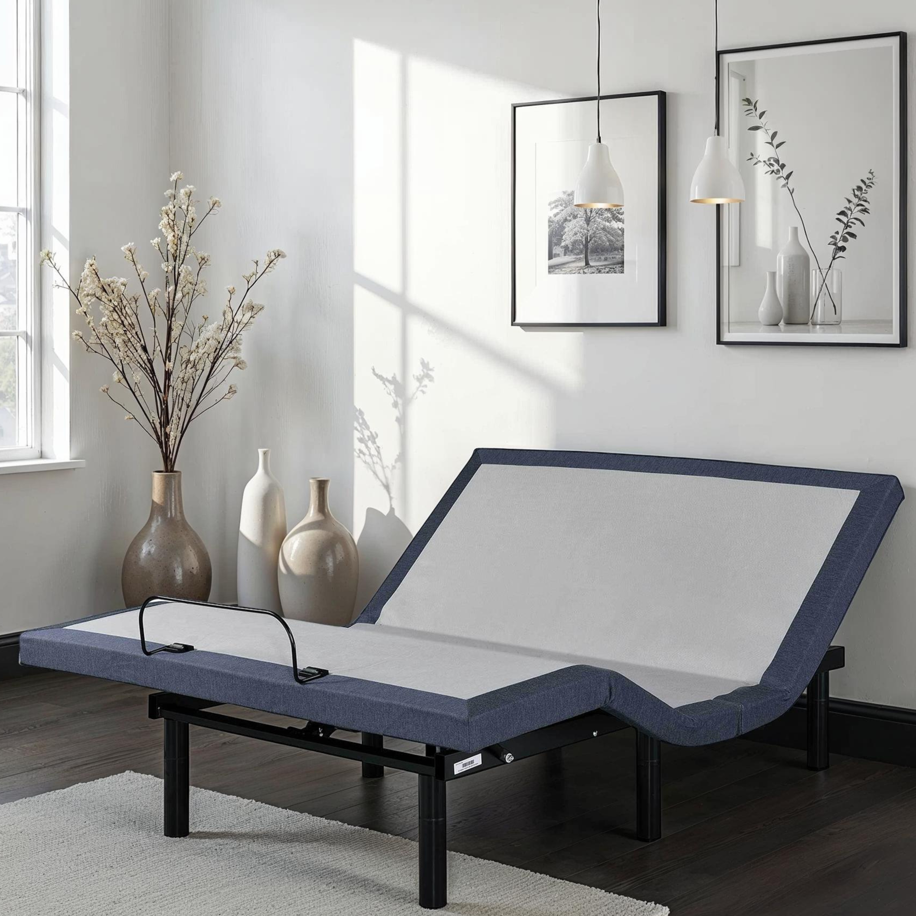 Queen Adjustable Bed Base with Vibration Modes and Adjustable Positions