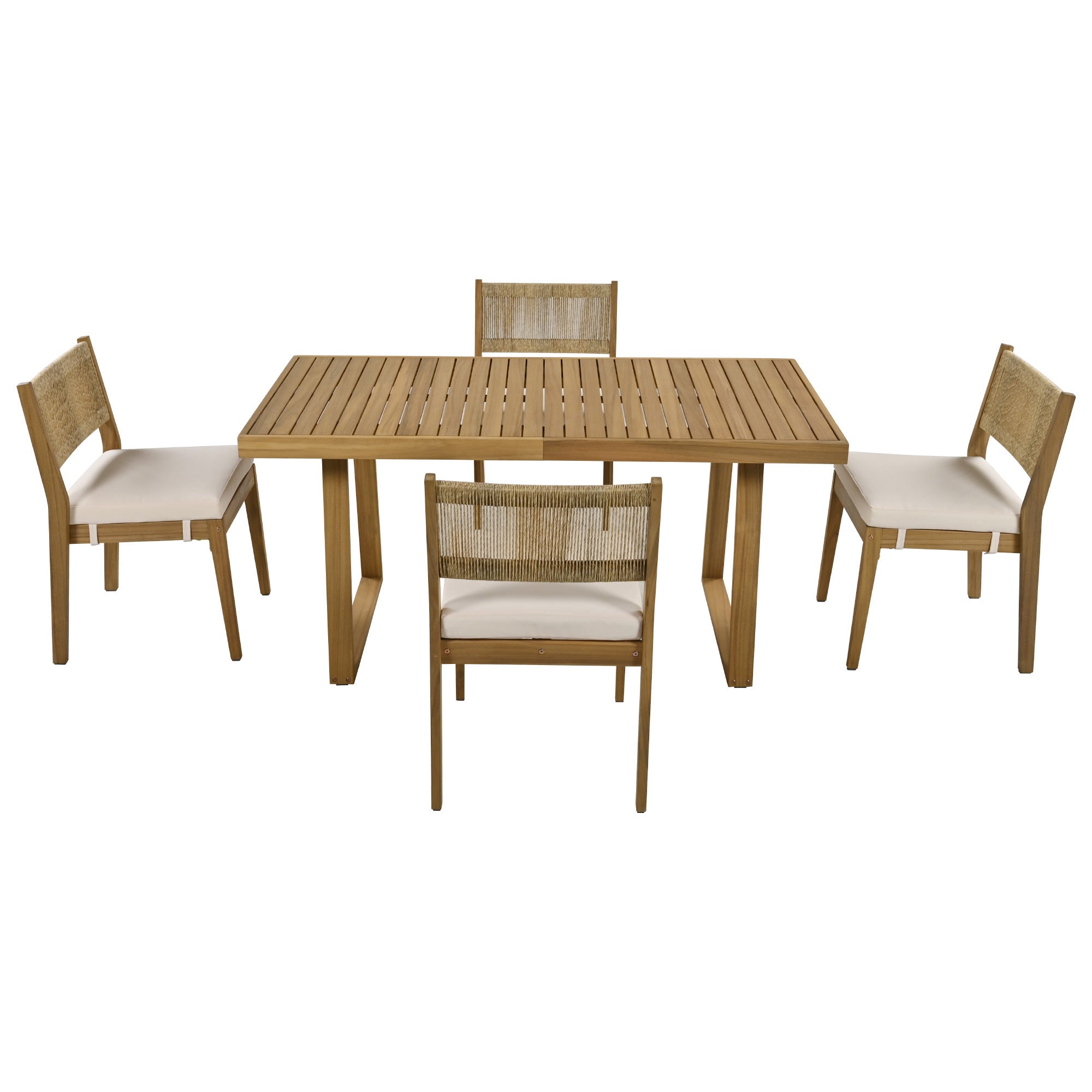 U_Style Multi-Person Outdoor Acacia Wood Dining Table and Chair Set