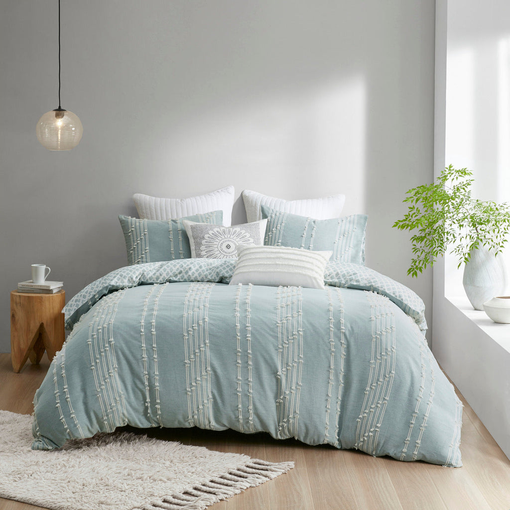 Full/Queen 3 Piece Cotton Jacquard Duvet Cover Set