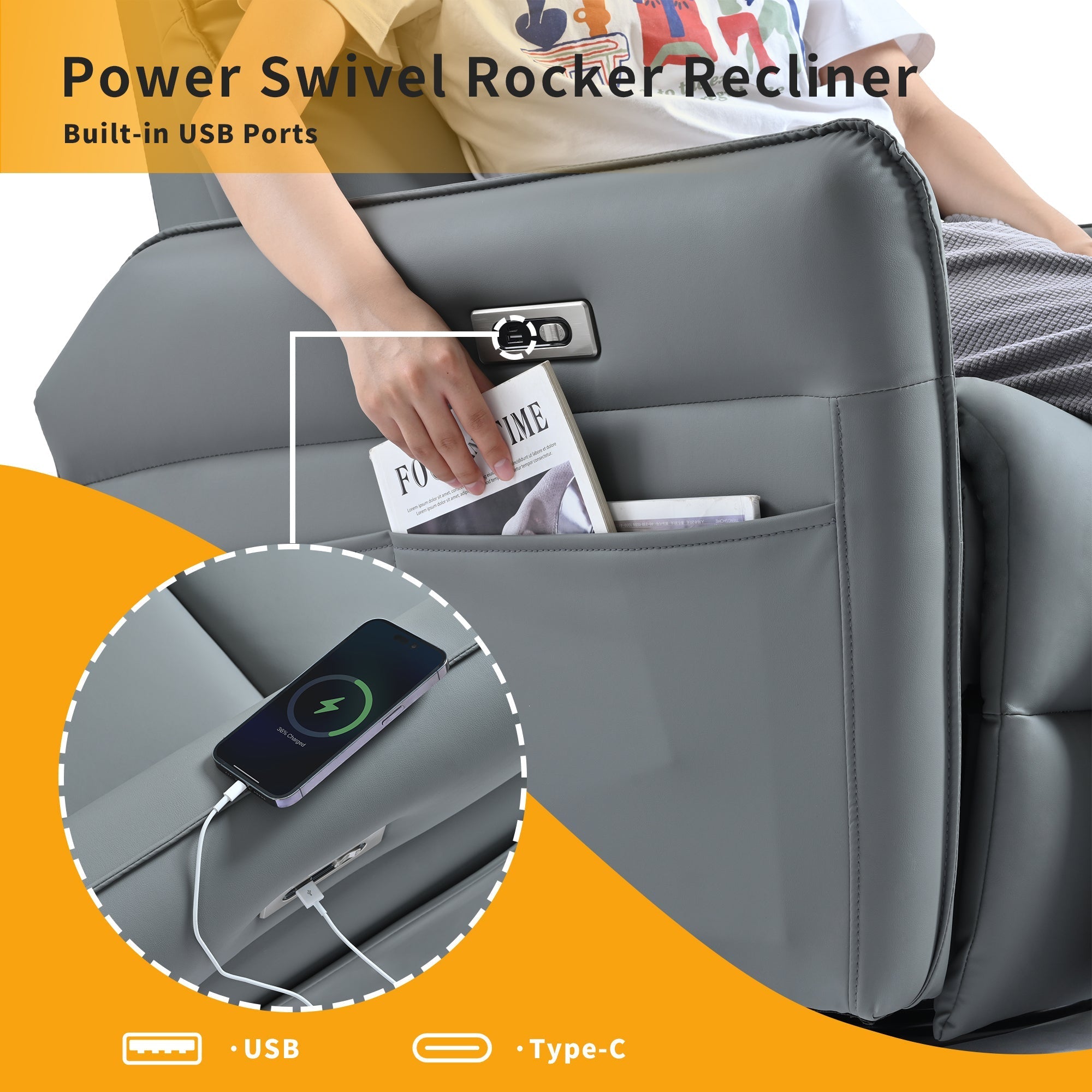 Power Swivel Rocker Recliner Chair for Adults