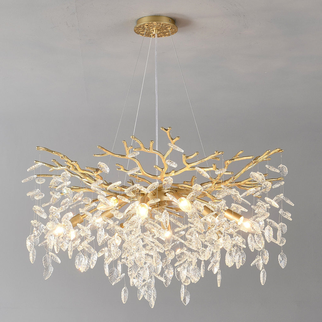 8-Light Crystal Gold Chandelier for Dining Room and Kitchen Island