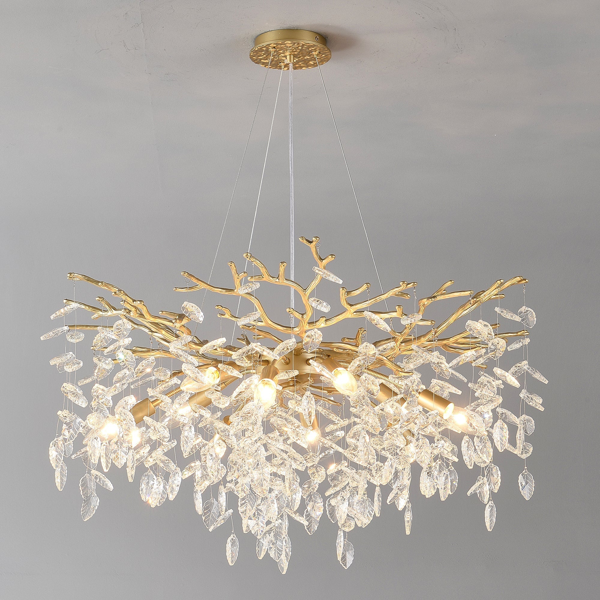 8-Light Crystal Gold Chandelier for Dining Room and Kitchen Island