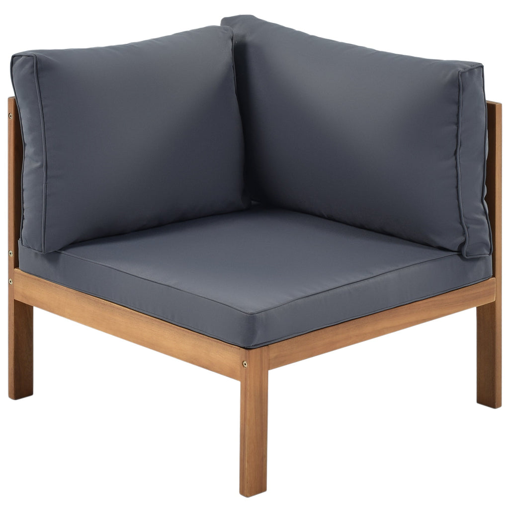 Wood Structure Outdoor Sofa Set with Gray Cushions