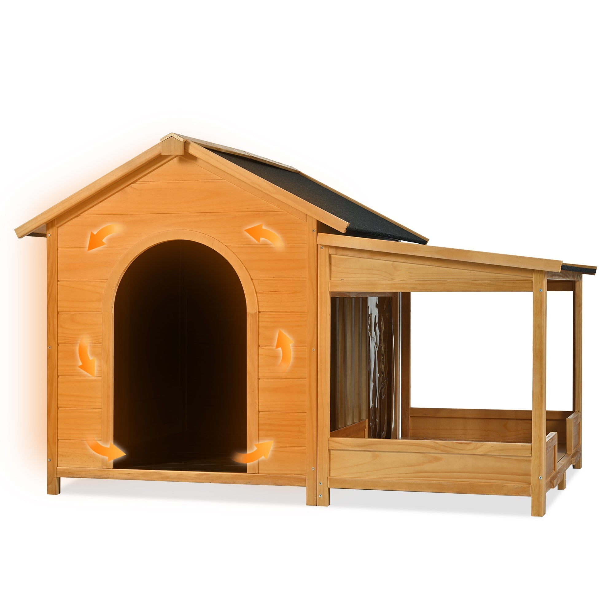60.2 Inch Large Outdoor Dog House with Insulated Liner
